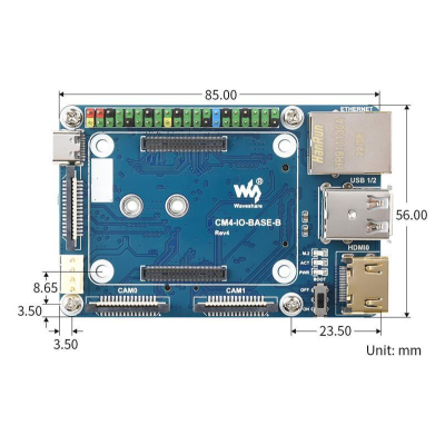Raspberry Pi CM4 - Mini Base PC Kit inkl. Raspberry Pi CM4 mit WLAN, 2GB RAM & 16GB Flash (eMMC)