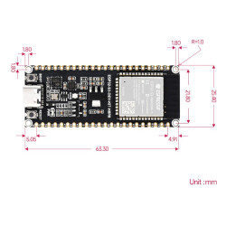 ESP32-S3-WROOM-1-N8R8 - 2.4GHz Wi-Fi Developement Board - 240MHz Dual Core Prozessor mit Header