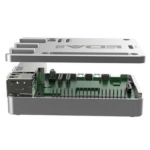 EDATec Raspberry Pi 5 Full Aluminium Kühlkörper Gehäuse Silber