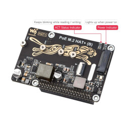 PCIe zu M.2 HAT+ Adapter mit PoE Funktion für Raspberry Pi 5