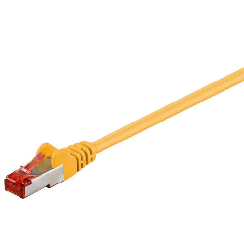 CAT6 Patchkabel S/FTP - doppelte Schirmung - 10Gbit - Gelb 0,25 Meter
