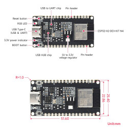 ESP32-H2 Dev Board mit USB-C - BLE 5 - ZigBee 3.0 - Thread
