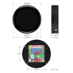 ESP32-S3 1.43" AMOLED Display Development Board mit Metallgehäuse - WiFi - BLE 5 - 466x466 - Gyro - Accel