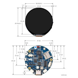 ESP32-S3 Entwicklungsboard mit 1.85" rundem Display, 360×360, WiFi, Bluetooth, Touchoption, Dual-Core 240 MHz