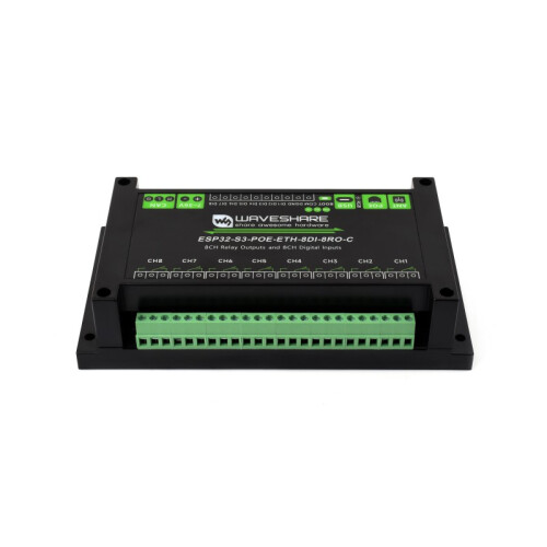 8 Kanälen Relaismodul mit ESP32-S3 WiFi, PoE, isolierter CAN-Schnittstelle, Dual-Core 240 MHz, Industrie-Gehäuse