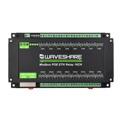 Waveshare 16-Kanal Ethernet-Relais – Modbus RTU/TCP & PoE