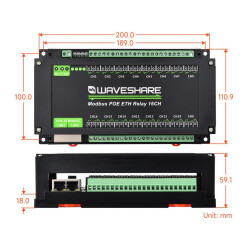 Waveshare 16-Kanal Ethernet-Relais – Modbus RTU/TCP & PoE