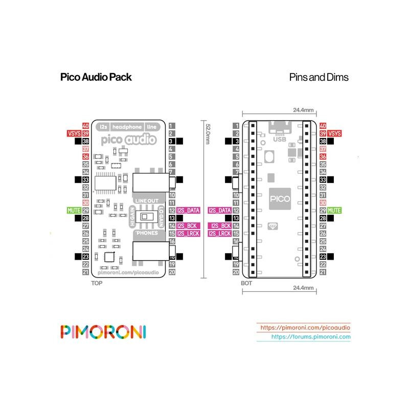 Pico Audio Pack Line-Out and Headphone Amp Pinout