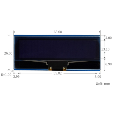 2.23 Zoll OLED Display für Raspberry Pi Pico - 128x32px - SPI - I2C
